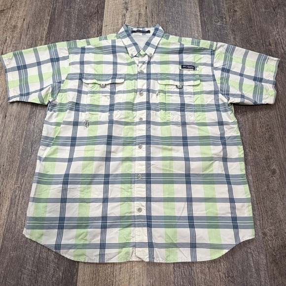 (2) Columbia PFG Super Bahama Men's Large Plaid Omni-Shade Fishing Shirts - Picture 2 of 16